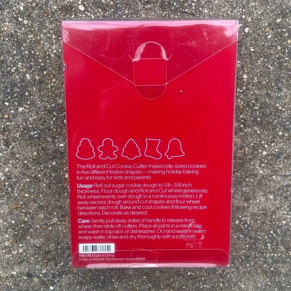 Crate&Barrel Roll & Cut Cookie Cutter AND Sleigh Bell Bistro Mini Tongs NWT